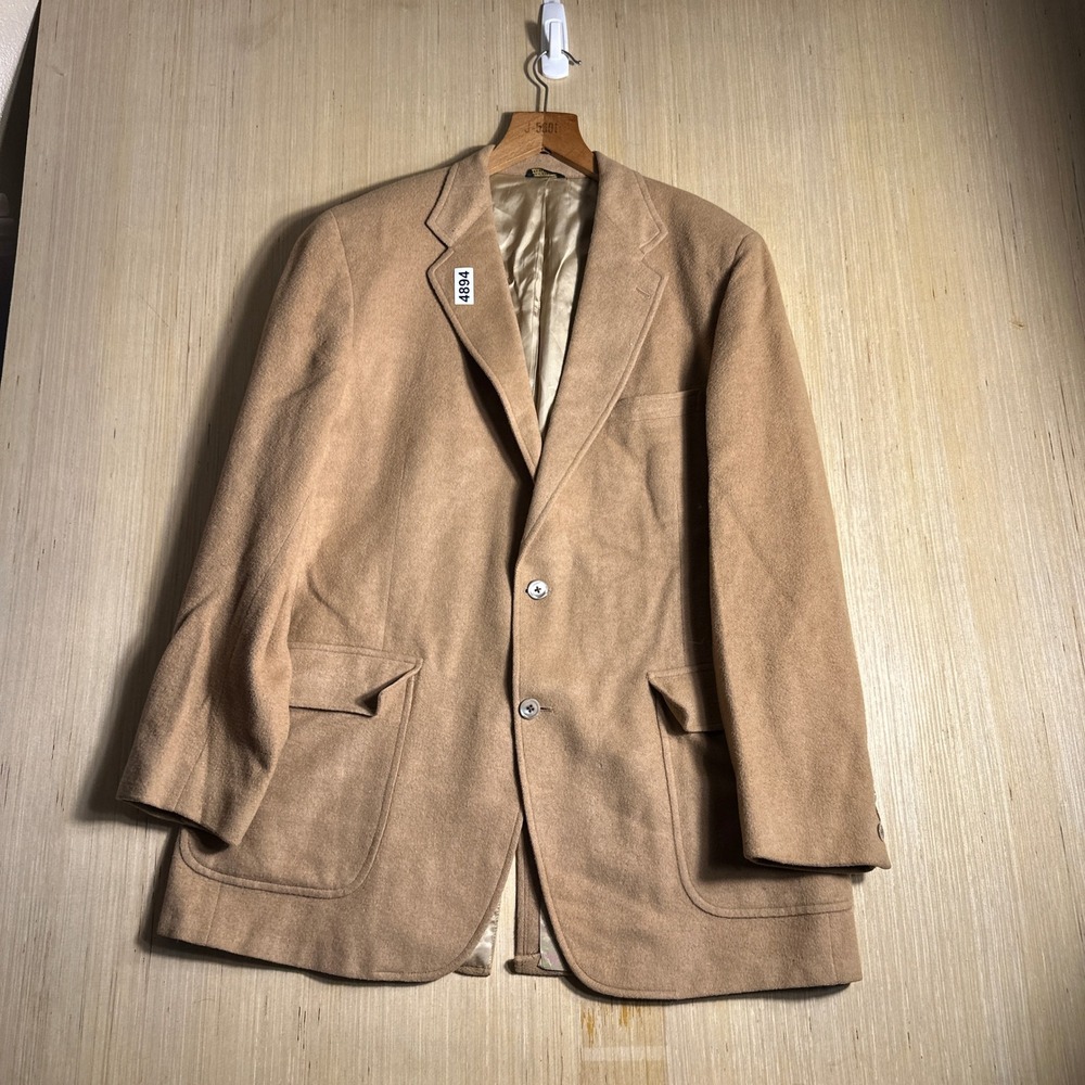 Vintage Bernard Allen Sport Coat Mens Tan 70s 80s 100% Camel Hair Blazer 42R